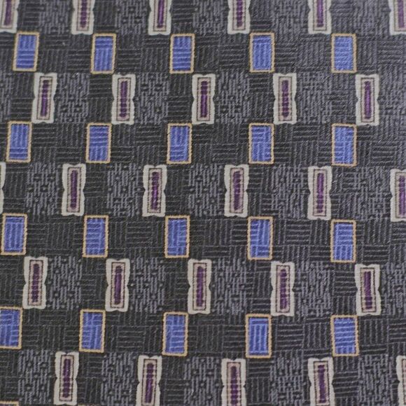 Stafford Black Blue Geometric Woven Wide Silk Tie - Picture 2 of 6